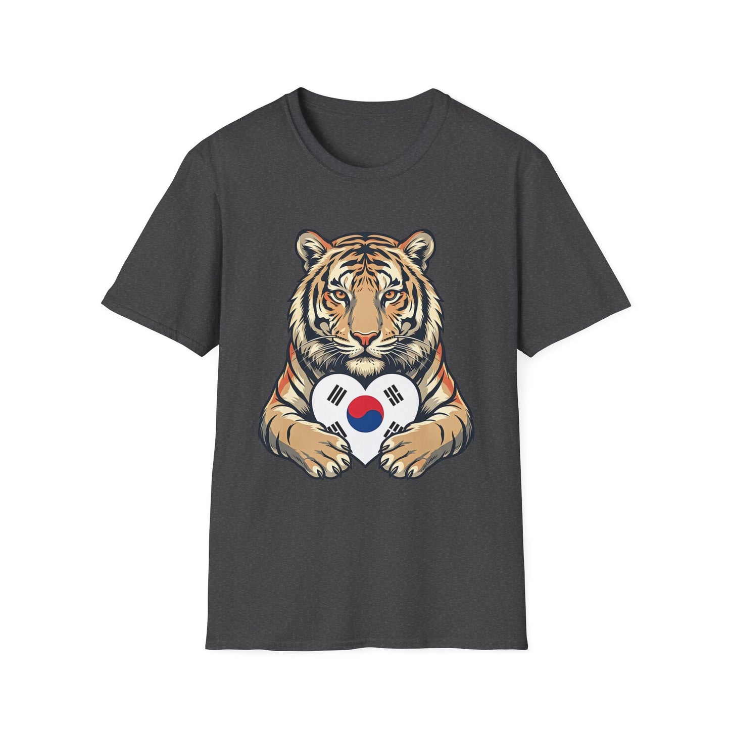 Tiger Holding South Korea Heart T-Shirt — Korean Pride Graphic Tee