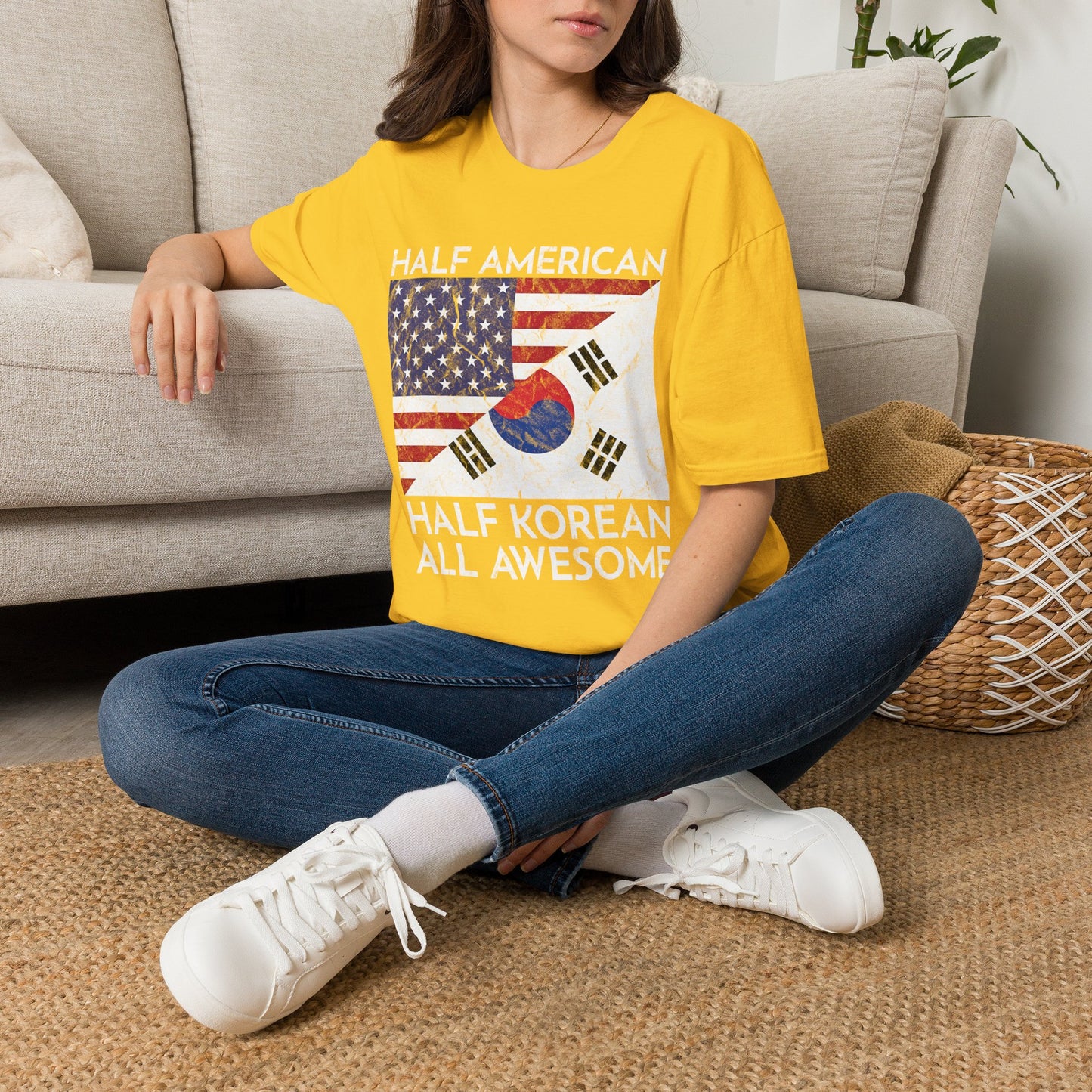 Half American Half Korean T‑Shirt — 'Half American, Half Korean, All Awesome' Patriotic Tee