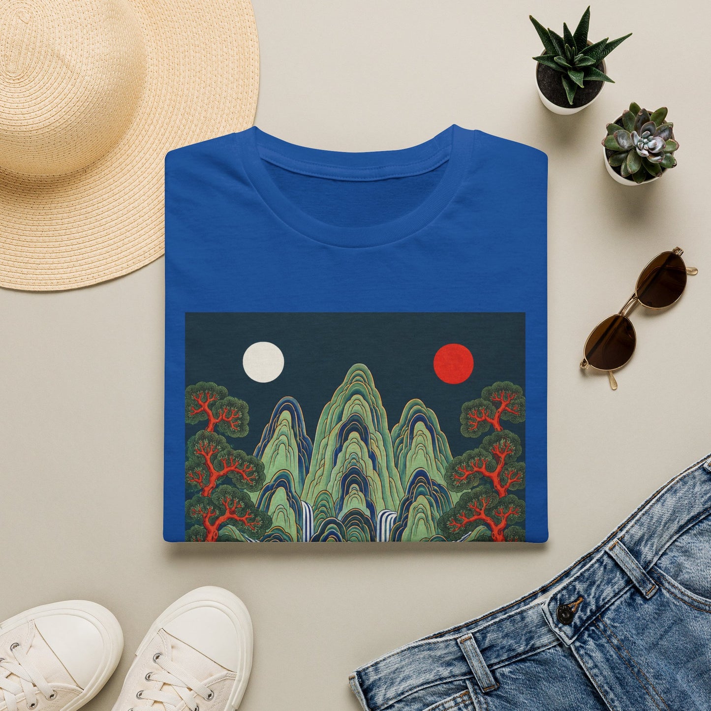 Asian Landscape Tee — Double Sun Mountain Art T-Shirt