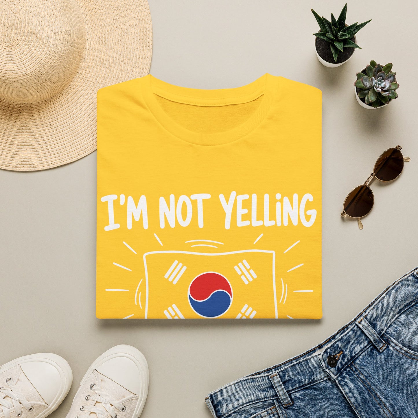 I’m Not Yelling I’m Korean T-Shirt — Funny Korean Pride Tee with South Korea Flag