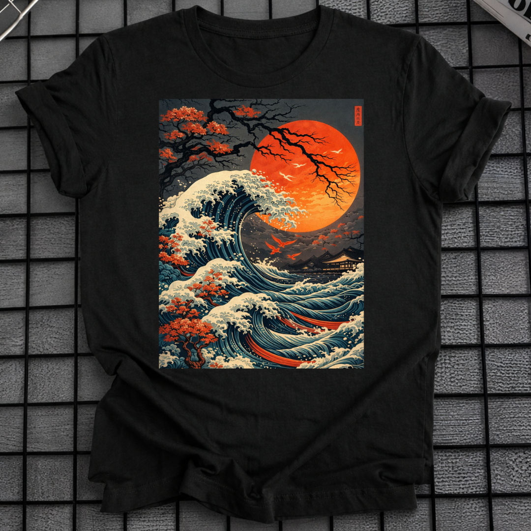 JAPANISCHES HOLZSCHNITT TSUNAMI T-SHIRT