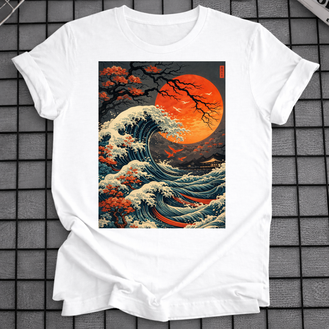 JAPANISCHES HOLZSCHNITT TSUNAMI T-SHIRT