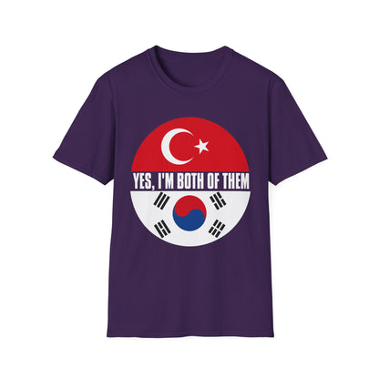 T-Shirt - "Yes, I'm Both of Them" Turkish & Korean Flag Heritage Tee