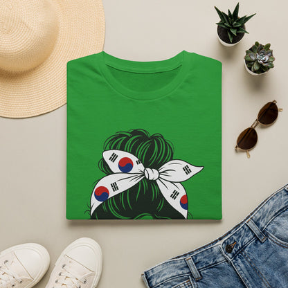 South Korea Flag Hair Bun T-Shirt — Korean Pride Graphic Tee