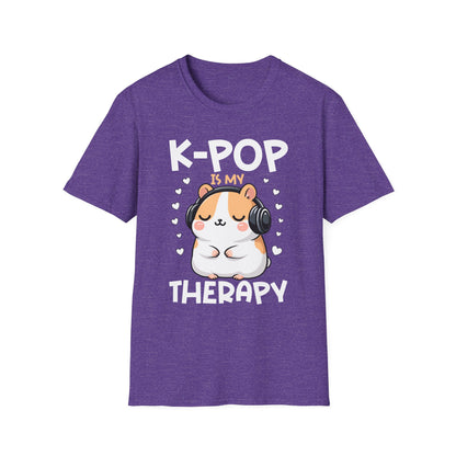 K-Pop Is My Therapy T-Shirt — Cute Hamster Headphones Tee for K-Pop Fans