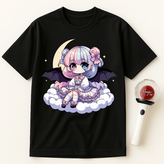 KAWAII BAT GIRL ON CLOUD UNISEX T-SHIRT