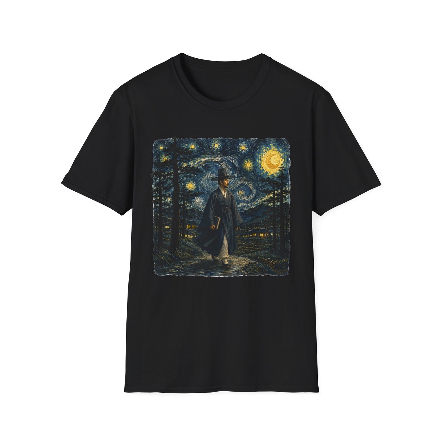 Starry Night Cowboy T-Shirt — Van Gogh Style Western Art Tee