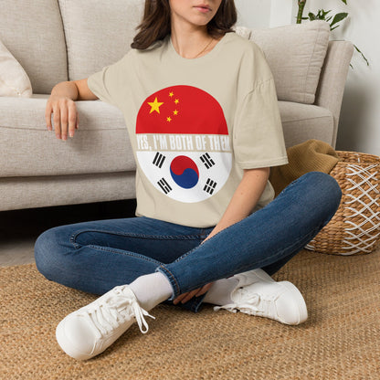 Flag Heritage T-Shirt — “Yes, I’m Both of Them” China & South Korea Pride Tee