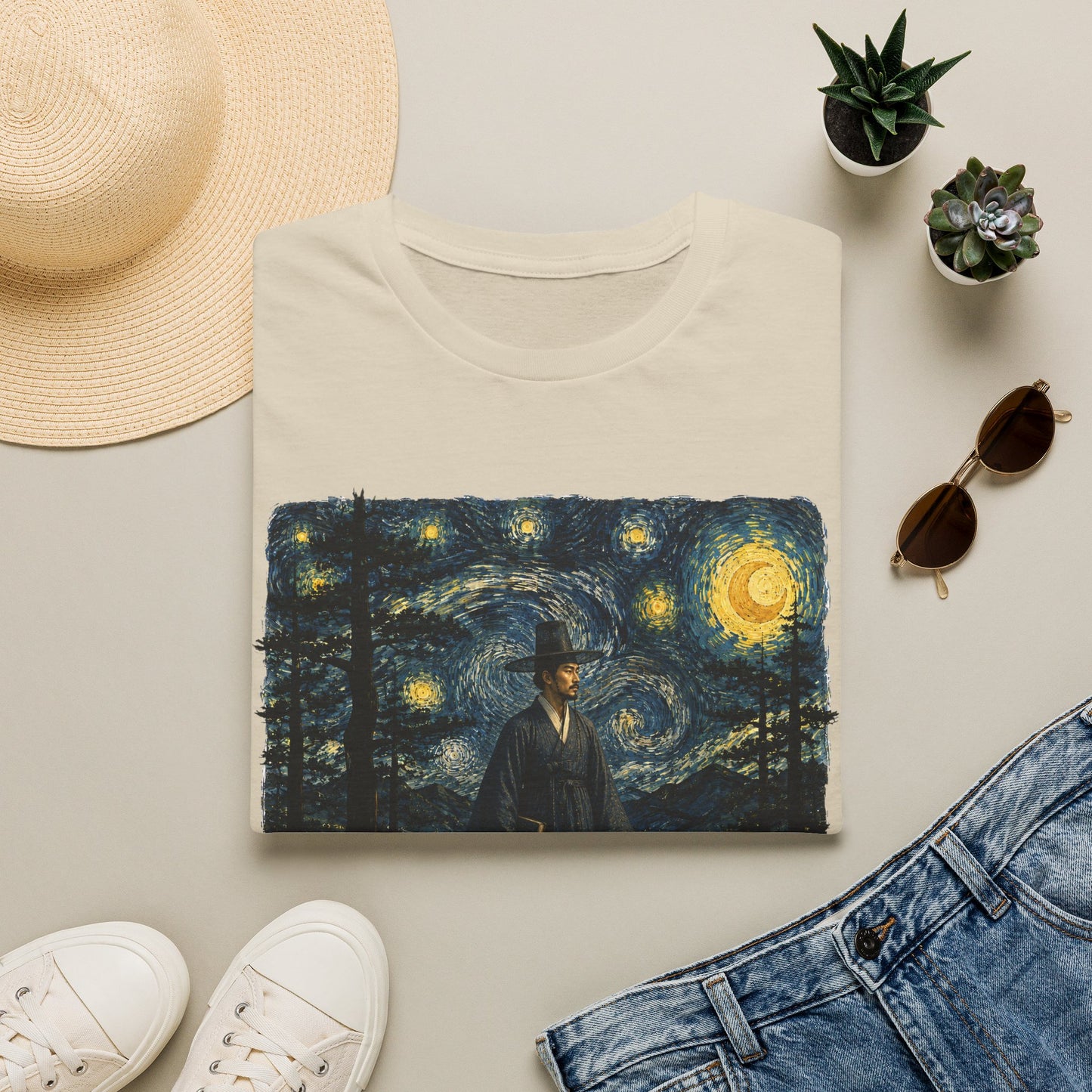 Starry Night Cowboy T-Shirt — Van Gogh Style Western Art Tee