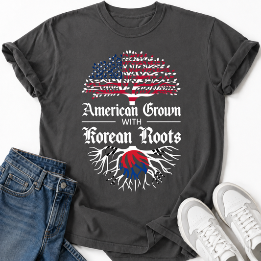 AMERICAN GROWN KOREAN ROOTS T-SHIRT