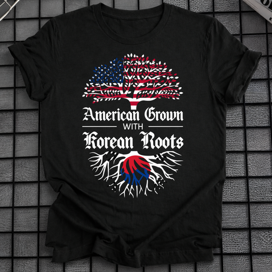 AMERICAN GROWN KOREAN ROOTS T-SHIRT