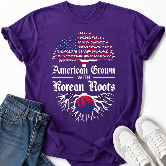 AMERICAN GROWN KOREAN ROOTS T-SHIRT