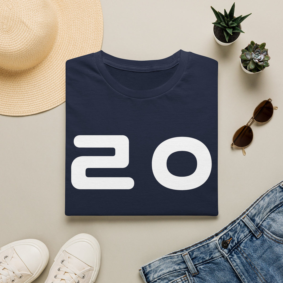 20 Graphic T‑Shirt — Bold Minimalist Number Tee