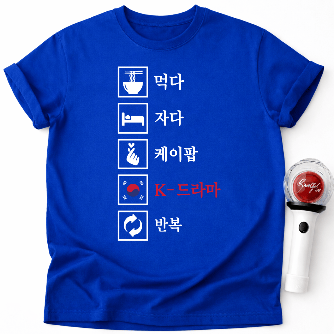 Essen Schlafen K-Pop K-Drama T-Shirt