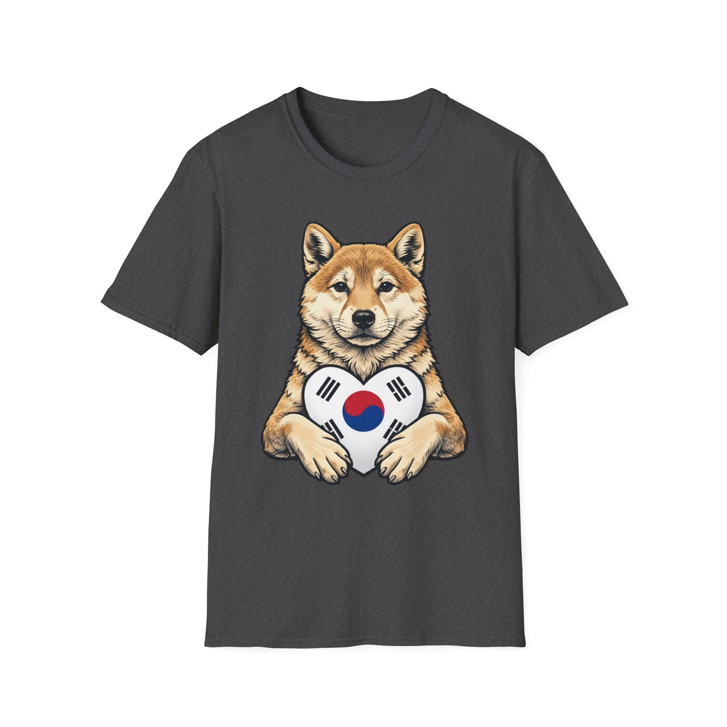 Shiba Inu Heart Tee — Cute Dog Holding South Korean Flag Graphic T-Shirt