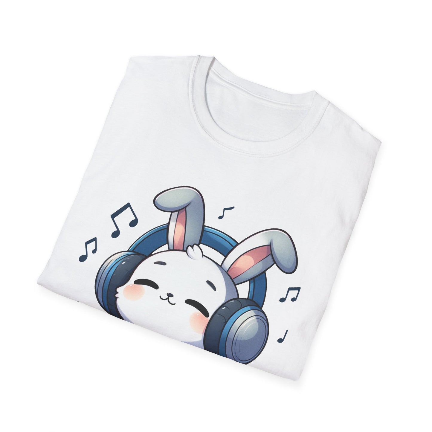 Cute Bunny Music Unisex Softstyle T-Shirt - Perfect Gift for Music Lovers