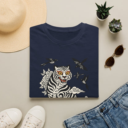 Tiger & Crows Graphic T-Shirt — Bold Japanese-Inspired Tattoo Style