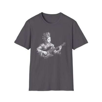 Queen Guitarist T‑Shirt — Regal Woman Playing Electric Guitar Tee