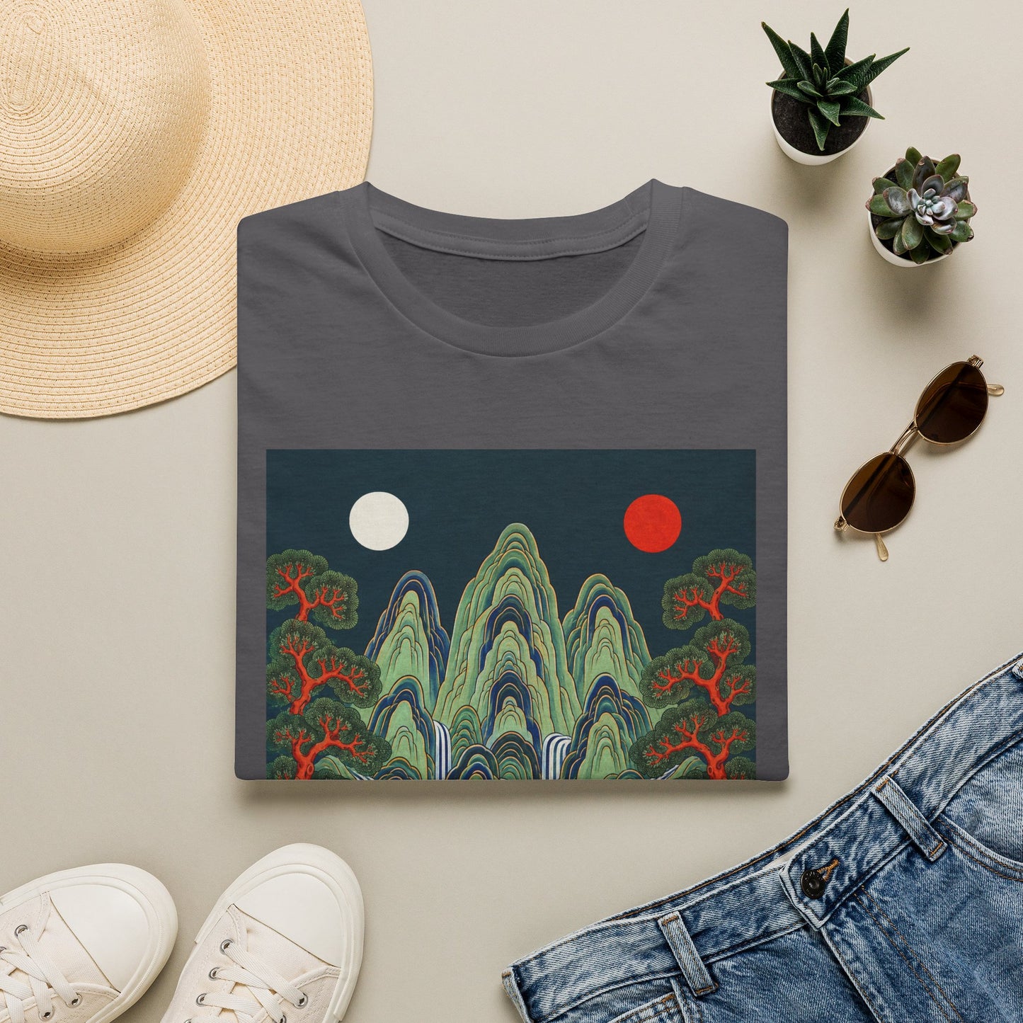 Asian Landscape Tee — Double Sun Mountain Art T-Shirt