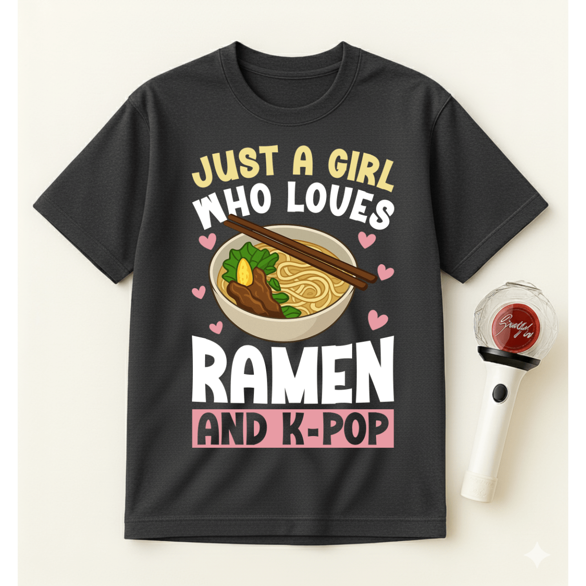 JUST A GIRL WHO LOVES RAMEN AND K-POP T-SHIRT