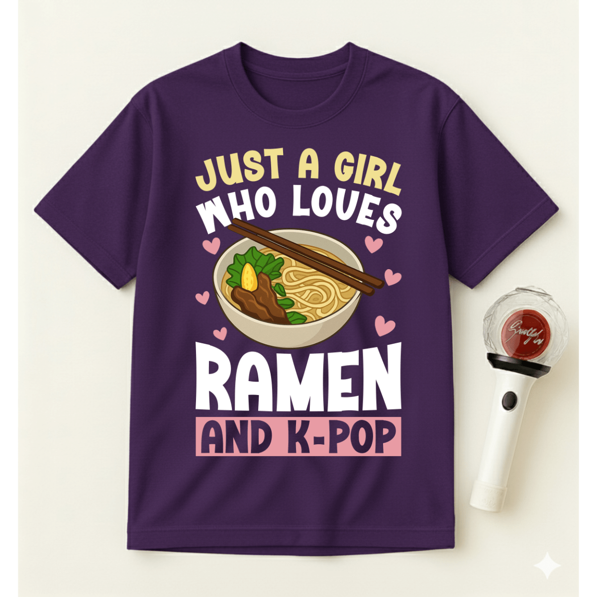 JUST A GIRL WHO LOVES RAMEN AND K-POP T-SHIRT