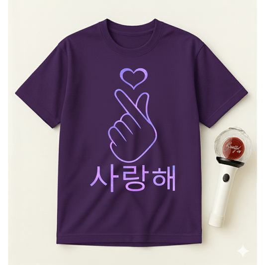 PURPLE FINGER HEART T-SHIRT