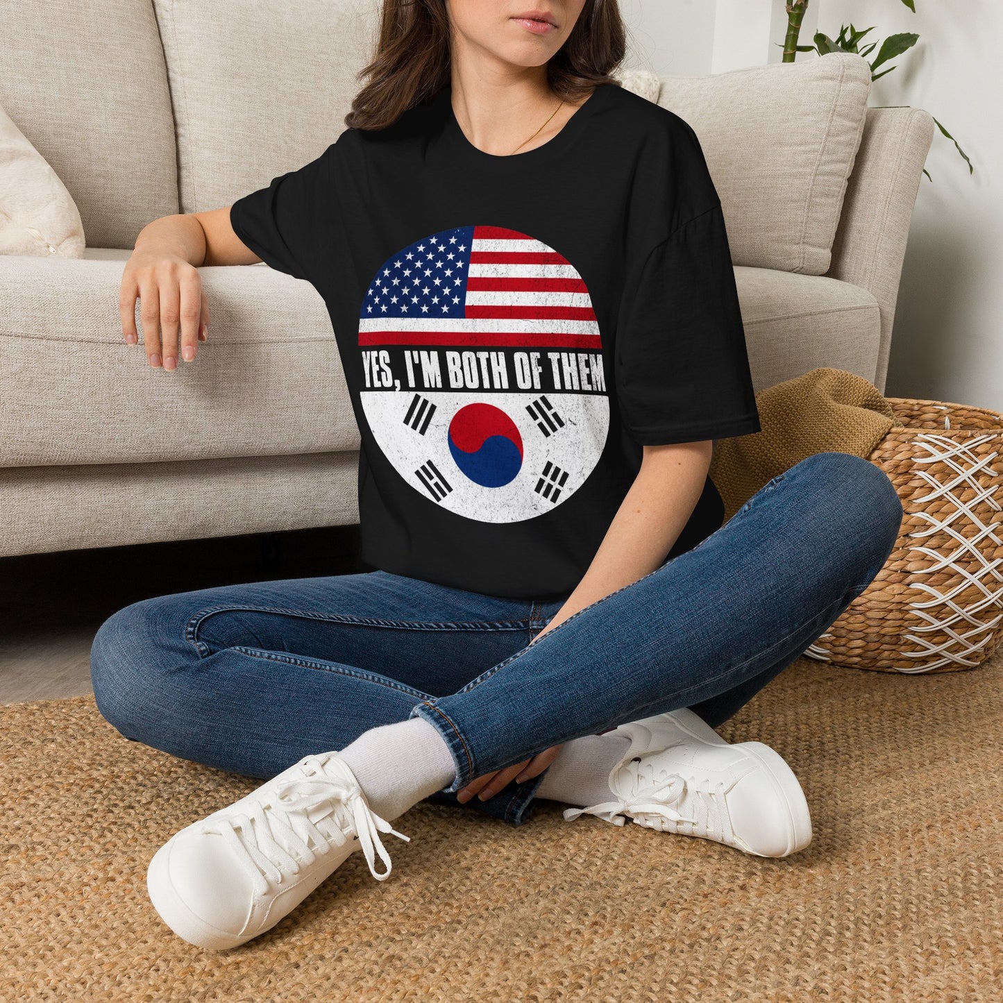 Yes, I'm Both of Them T-Shirt — USA & South Korea Flag Dual Heritage Tee