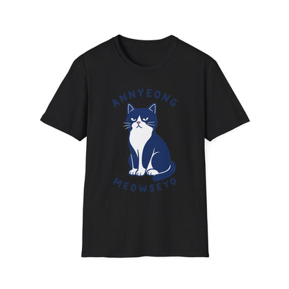 Annyeong Cat T-Shirt — Cute Korean Greeting Cat Graphic Tee ("Annyeong Meowseyo")