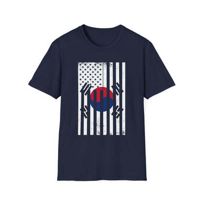 Korean Flag USA Mashup T-Shirt — Taegeuk Stripes Graphic Tee