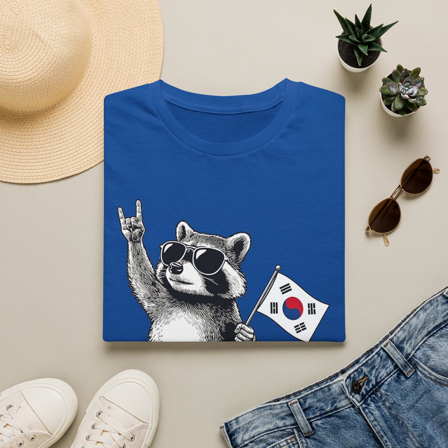 Korean Flag Raccoon T-Shirt — Cool Raccoon with South Korea Flag