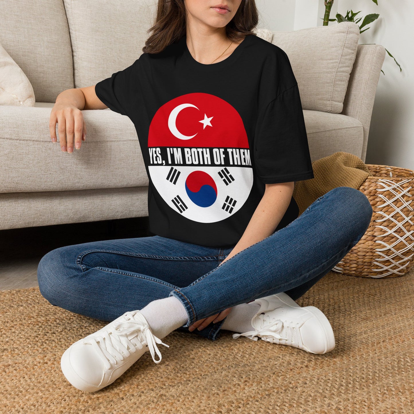 T-Shirt - "Yes, I'm Both of Them" Turkish & Korean Flag Heritage Tee