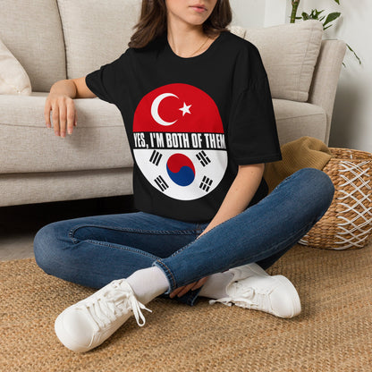 T-Shirt - "Yes, I'm Both of Them" Turkish & Korean Flag Heritage Tee