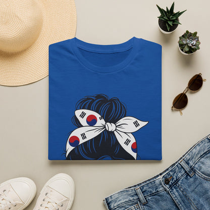 South Korea Flag Hair Bun T-Shirt — Korean Pride Graphic Tee