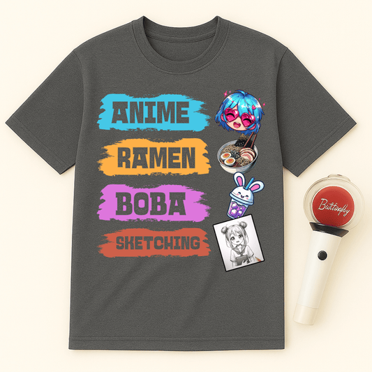 ANIME RAMEN BOBA SKETCHING UNISEX T-SHIRT