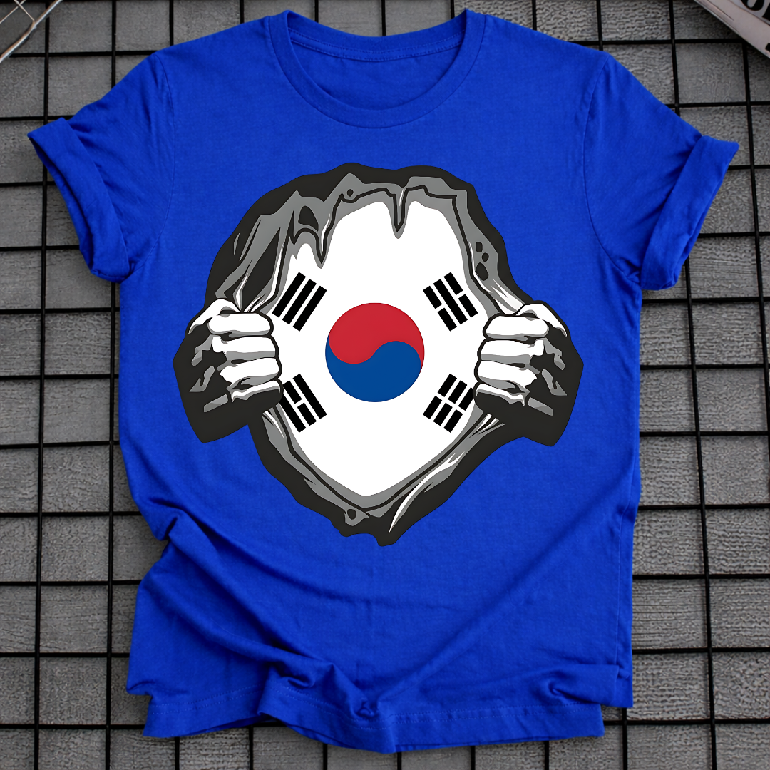 KOREA FLAG RIPPED CHEST T-SHIRT