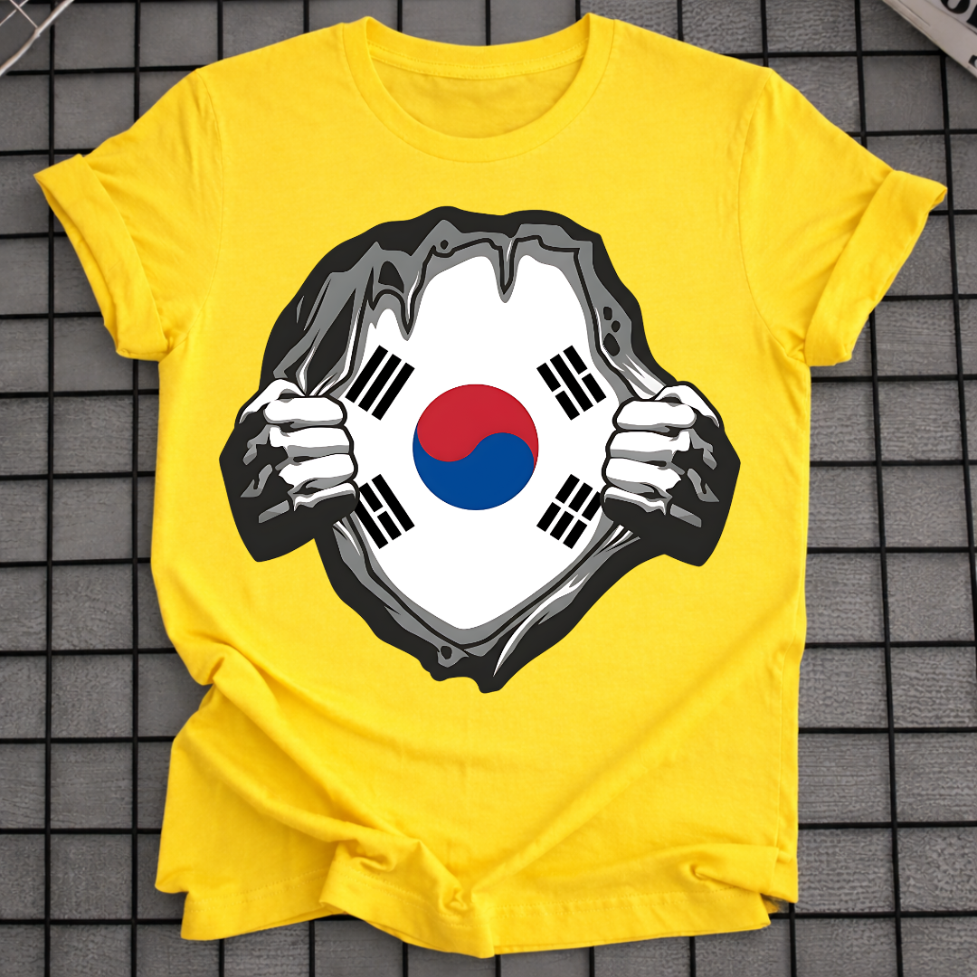 KOREA FLAG RIPPED CHEST T-SHIRT