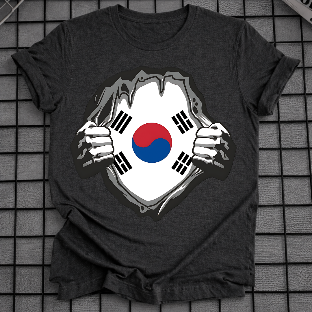 KOREA FLAG RIPPED CHEST T-SHIRT
