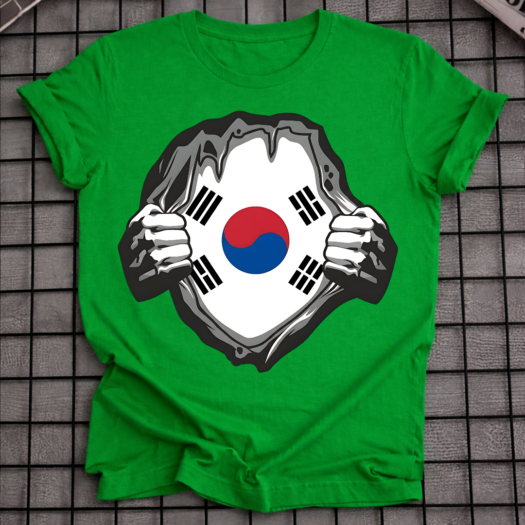 KOREA FLAG RIPPED CHEST T-SHIRT