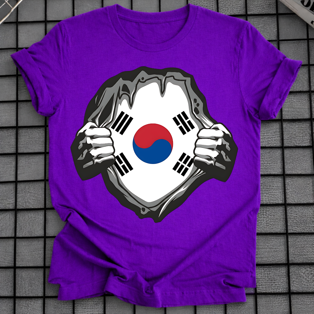 KOREA FLAG RIPPED CHEST T-SHIRT