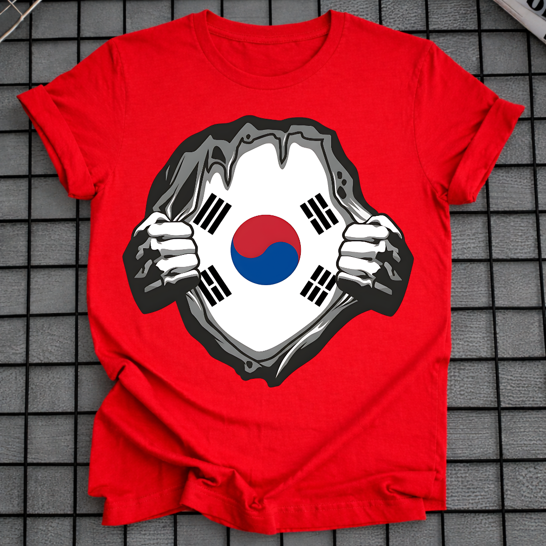 KOREA FLAG RIPPED CHEST T-SHIRT