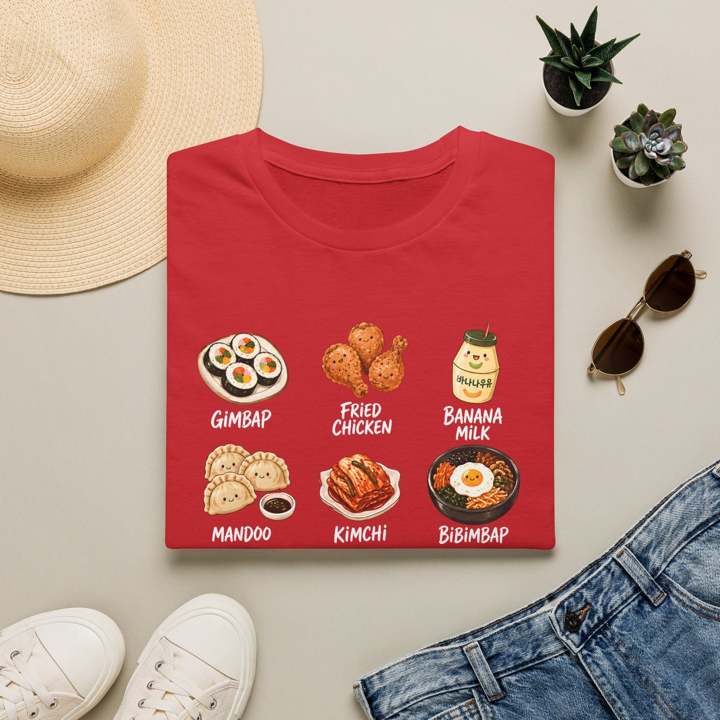 Korean Food Icons T-Shirt — Gimbap, Kimchi, Bibimbap & More Foodie Tee