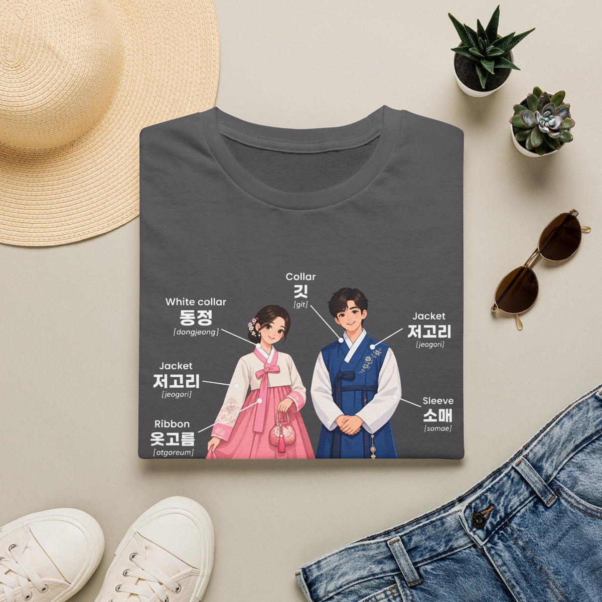 Hanbok Anatomy T‑Shirt — Labeled Korean Traditional Costume Guide