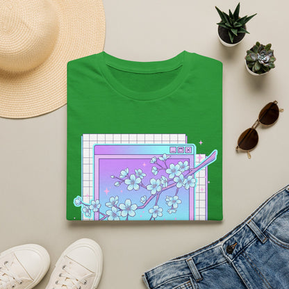 Retro Cherry Blossom T-Shirt — Aesthetic Vaporwave Floral Tee