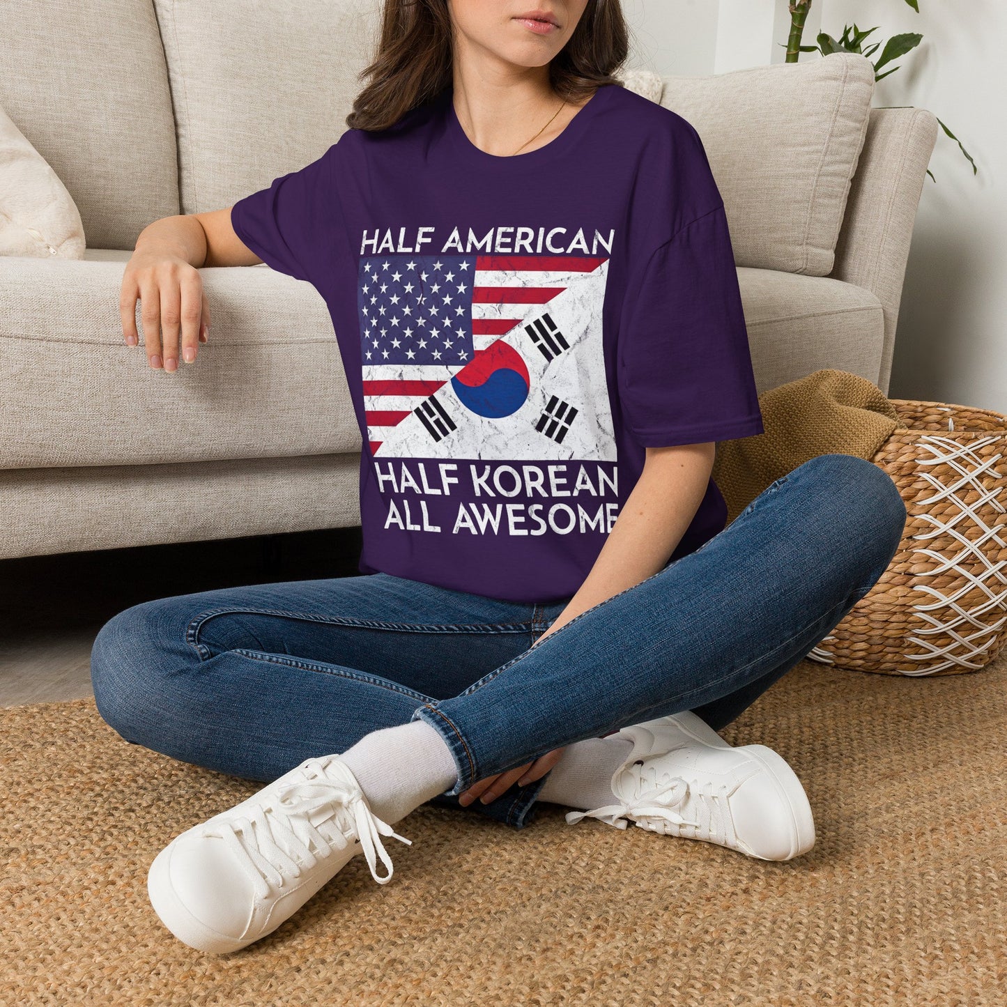 Half American Half Korean T‑Shirt — 'Half American, Half Korean, All Awesome' Patriotic Tee