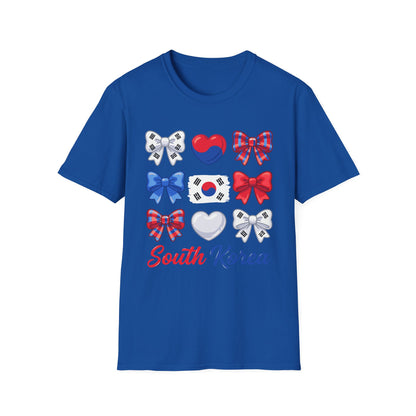 South Korea Bow Graphic T‑Shirt — Korean Flag Heart & Ribbon Design