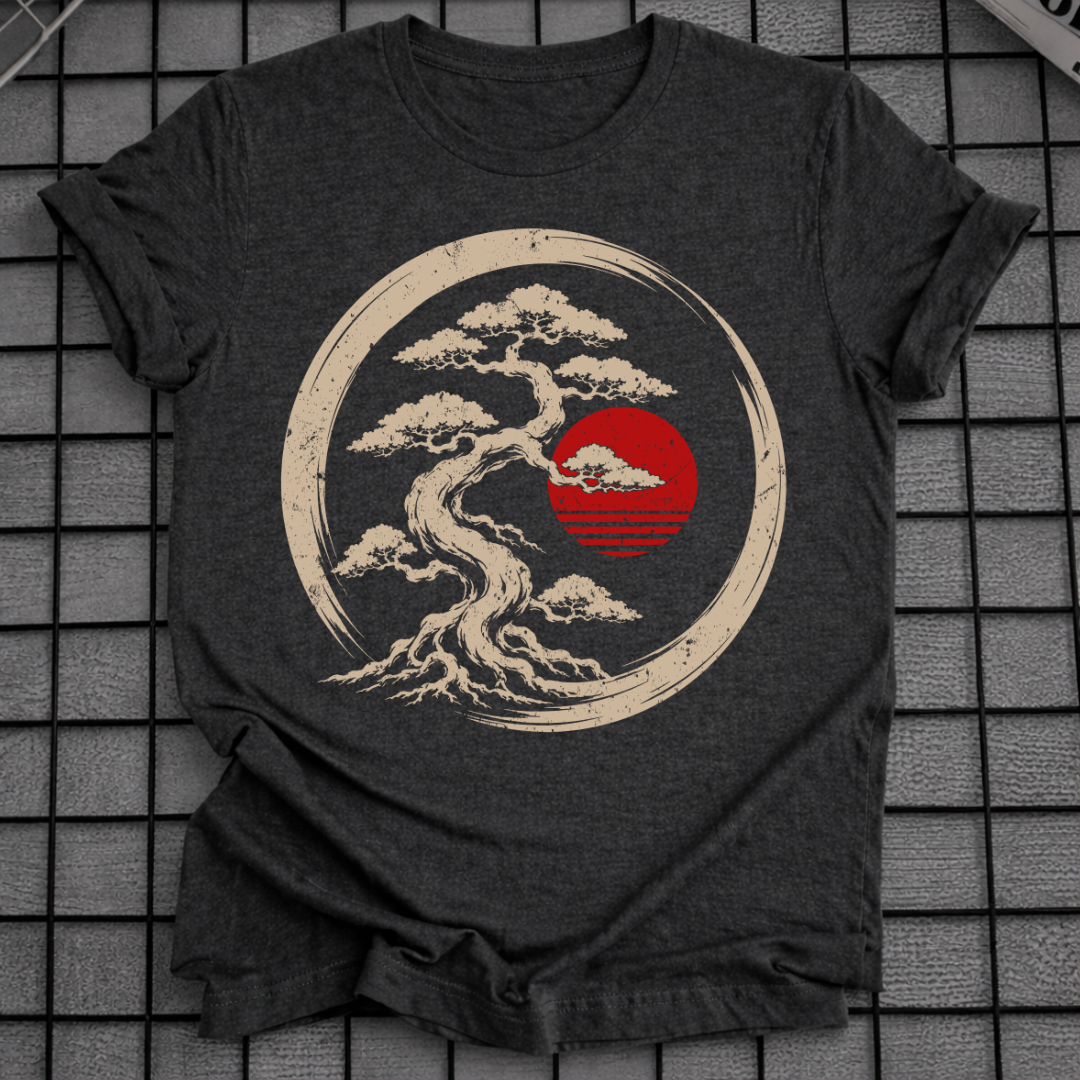 BONSAI TREE RED SUN T-SHIRT