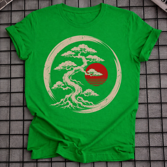 BONSAI BAUM ROTE SONNE T-SHIRT