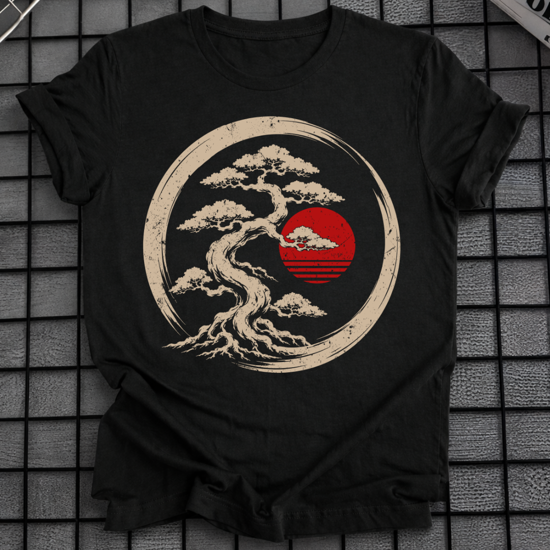 BONSAI TREE RED SUN T-SHIRT