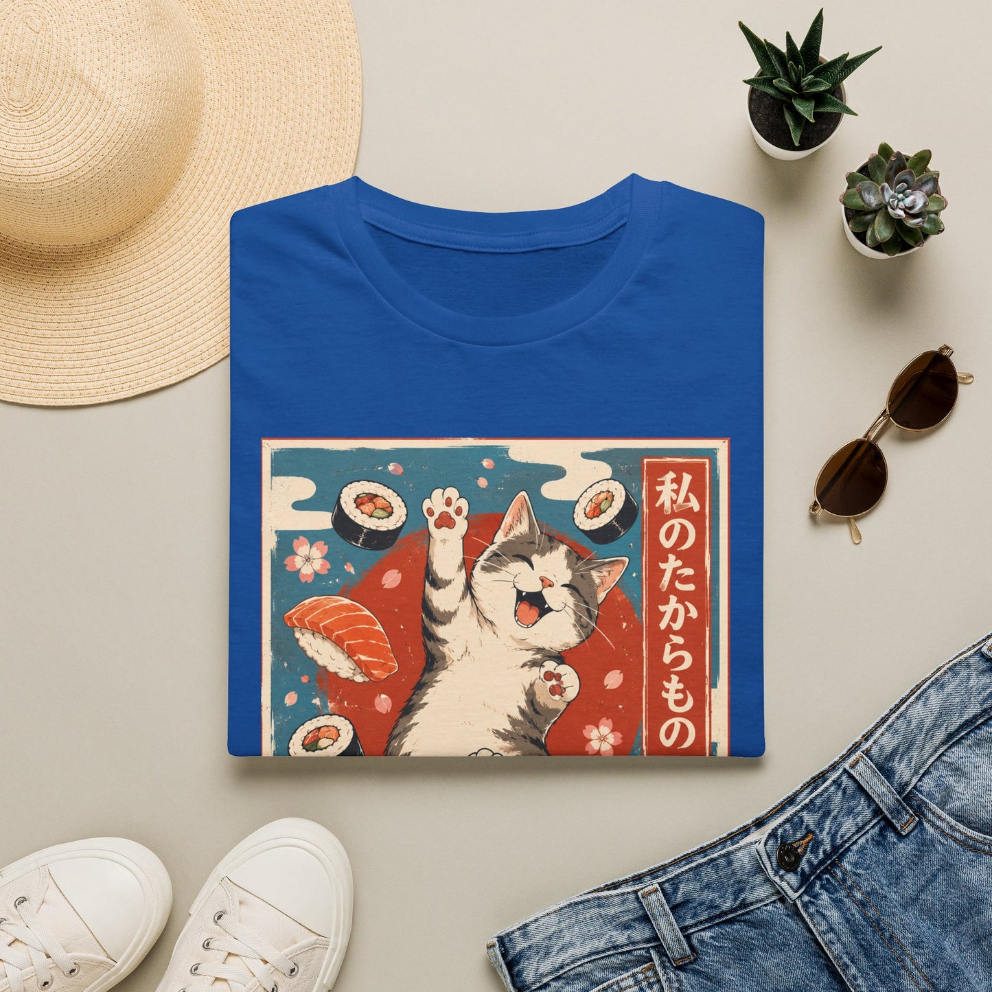 Cat Sushi T-Shirt — Japanese Lucky Cat (私のたからもの) Graphic Tee