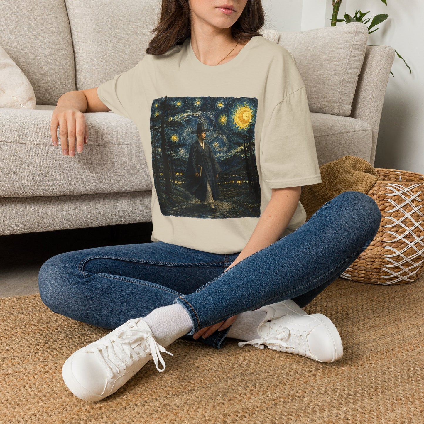 Starry Night Cowboy T-Shirt — Van Gogh Style Western Art Tee